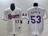 Men's Texas Rangers #53 Adolis Garcia Number White 2023 World Series Champions Cool Base Jersey,baseball caps,new era cap wholesale,wholesale hats